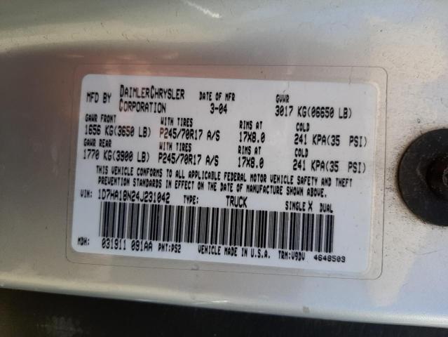 Photo 10 from auction – 2004 DODGE RAM 1500 S with VIN 1D7HA18N24J231042