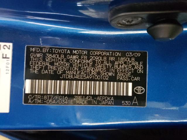 Photo 10 from auction – 2010 TOYOTA COROLLA BA with VIN JTDBU4EE5A9100102