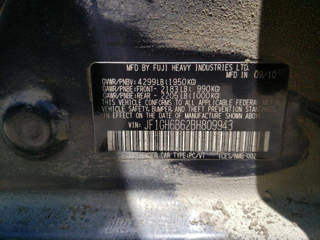 Photo 10 from auction – 2011 SUBARU IMPREZA 2. with VIN JF1GH6B62BH809943