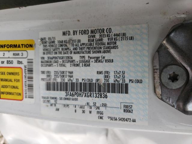 Photo 10 from auction – 2016 FORD FUSION SE with VIN 3FA6P0H7XGR132836