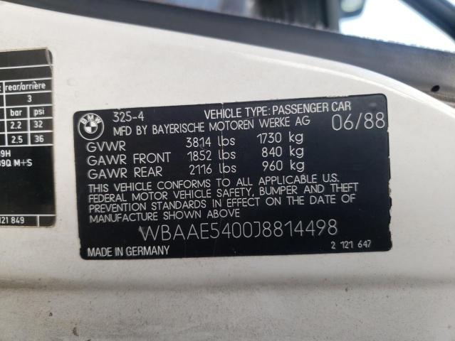 Photo 10 from auction – 1988 BMW 4 SERIES with VIN WBAAE5400J8814498