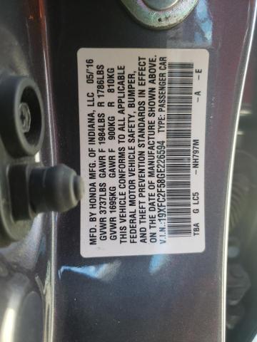 Photo 10 from auction – 2016 HONDA CIVIC LX with VIN 19XFC2F58GE226594