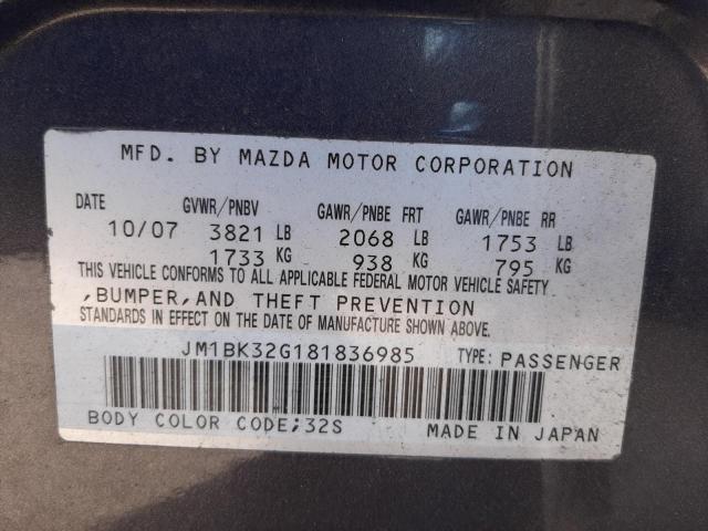 Photo 10 from auction – 2008 MAZDA 3 I with VIN JM1BK32G181836985