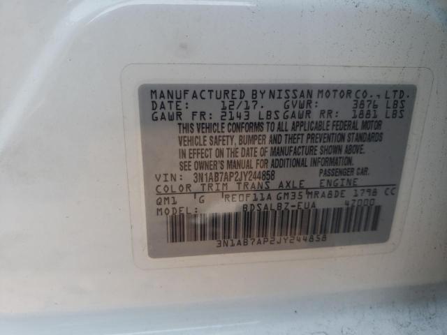 Photo 9 from auction – 2018 NISSAN SENTRA S with VIN 3N1AB7AP2JY244858