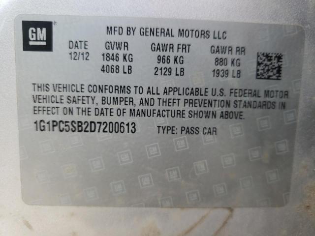 Photo 10 from auction – 2013 CHEVROLET CRUZE LT with VIN 1G1PC5SB2D7200613