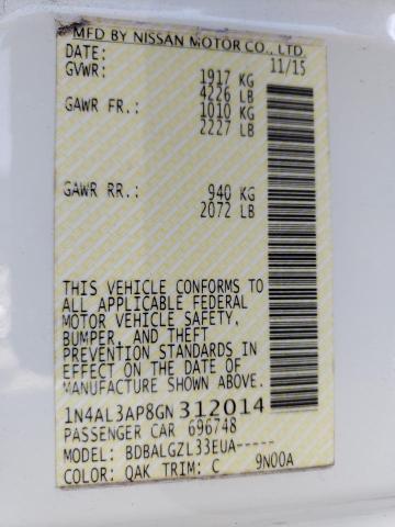 Photo 10 from auction – 2016 NISSAN ALTIMA 2.5 with VIN 1N4AL3AP8GN312014
