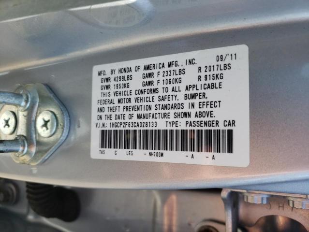 Photo 10 from auction – 2012 HONDA ACCORD SE with VIN 1HGCP2F63CA028133
