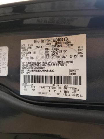 Photo 10 from auction – 2010 FORD EXPLORER X with VIN 1FMEU7DE4AUA58529