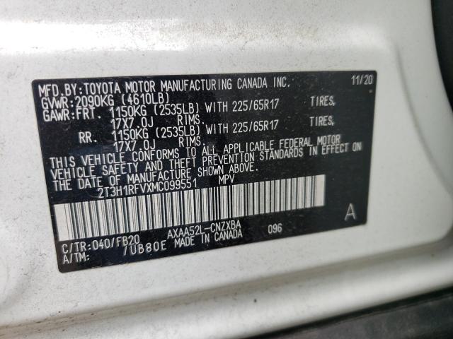 Photo 10 from auction – 2021 TOYOTA RAV4 LE with VIN 2T3H1RFVXMC099551