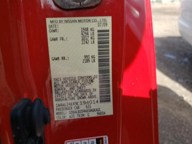 Photo 10 from auction – 2009 NISSAN ALTIMA 2.5 with VIN 1N4AL24E49C194014