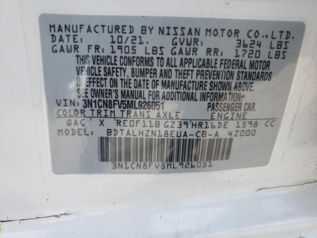 Photo 10 from auction – 2021 NISSAN VERSA SR with VIN 3N1CN8FV5ML926051