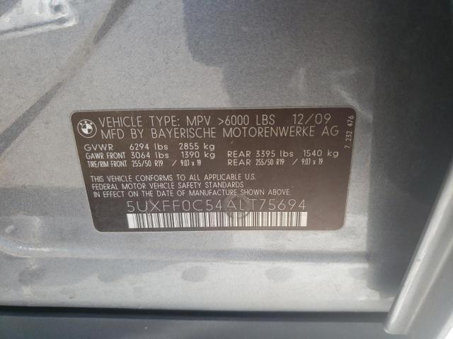 Photo 10 from auction – 2010 BMW X5 XDRIVE3 with VIN 5UXFF0C54ALT75694