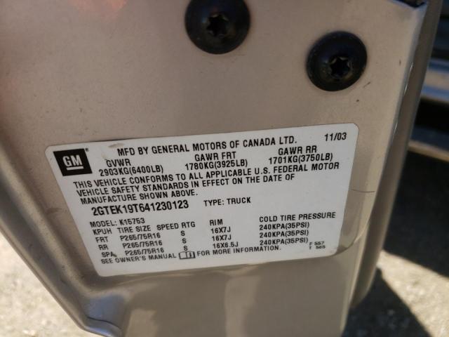 Photo 10 from auction – 2004 GMC SIERRA with VIN 2GTEK19T641230123
