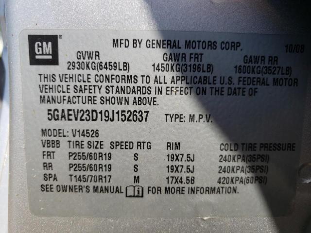 Photo 10 from auction – 2009 BUICK ENCLAVE CX with VIN 5GAEV23D19J152637