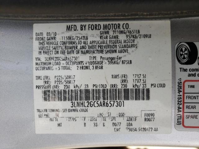 Zdjęcie 10 z aukcji – 2010 LINCOLN MKZ z VIN 3LNHL2GC5AR657301