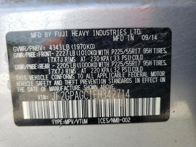 Photo 10 from auction – 2014 SUBARU XV CROSSTR with VIN JF2GPAGC1EH342714