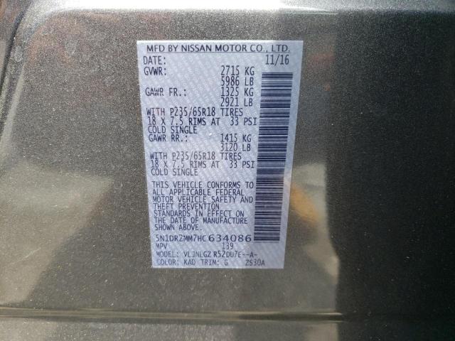 Photo 10 from auction – 2017 NISSAN PATHFINDER with VIN 5N1DR2MM7HC634086