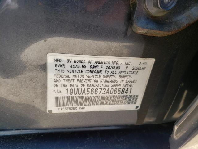 Photo 10 from auction – 2003 ACURA 3.2TL with VIN 19UUA56673A065841
