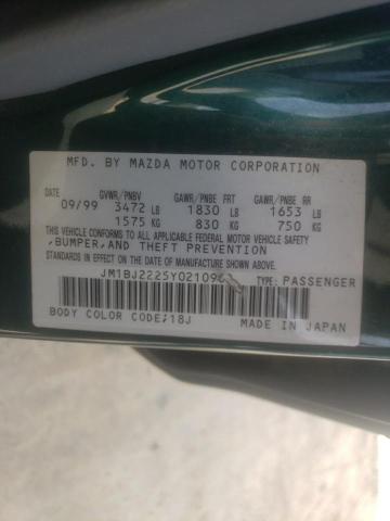 Photo 10 from auction – 2000 MAZDA PROTEGE with VIN JM1BJ2225Y0210962