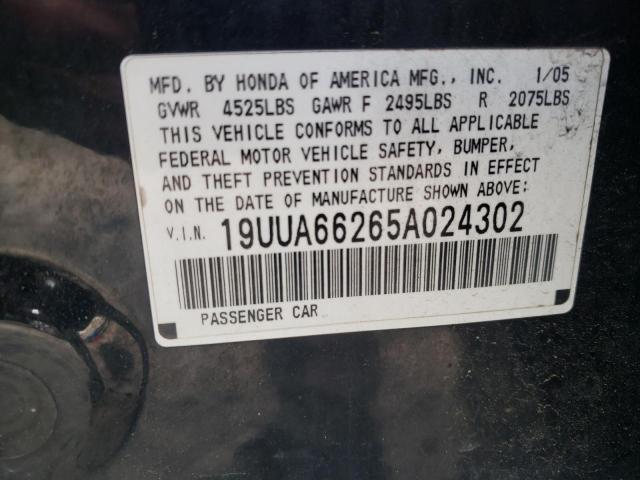 Photo 10 from auction – 2005 ACURA TL with VIN 19UUA66265A024302