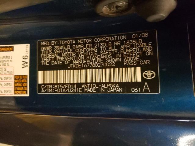 Photo 10 from auction – 2008 TOYOTA SCION TC with VIN JTKDE167780270022