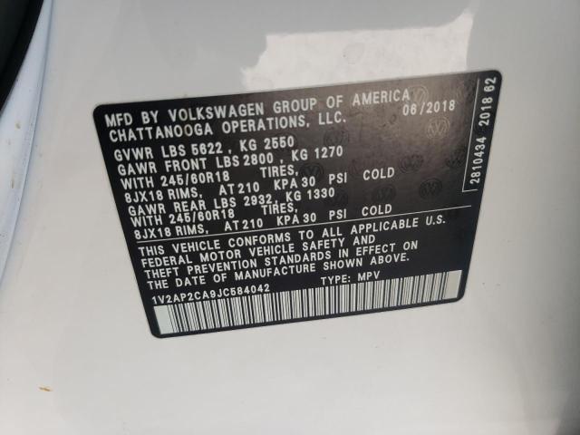 Photo 10 from auction – 2018 VOLKSWAGEN ATLAS S with VIN 1V2AP2CA9JC584042