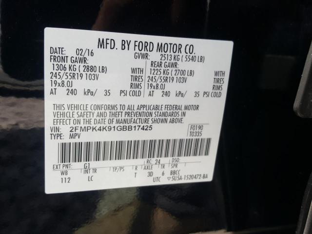 Photo 10 from auction – 2016 FORD EDGE TITAN with VIN 2FMPK4K91GBB17425