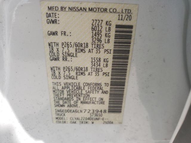 Photo 10 from auction – 2020 NISSAN FRONTIER S with VIN 1N6ED0EA6LN723948