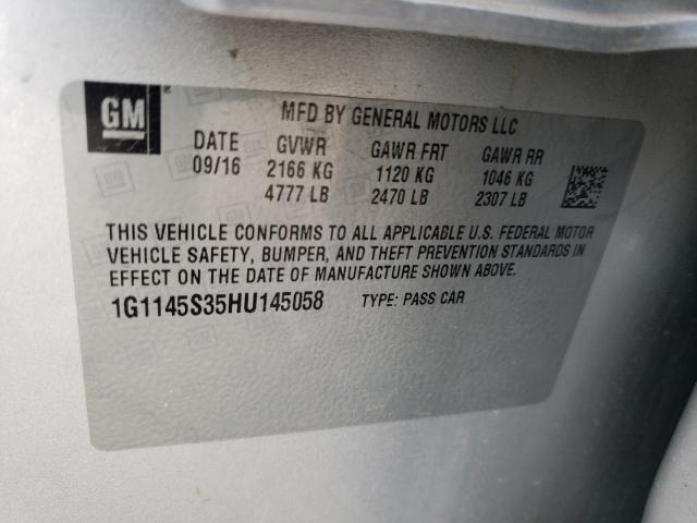 Photo 10 from auction – 2017 CHEVROLET IMPALA PRE with VIN 1G1145S35HU145058