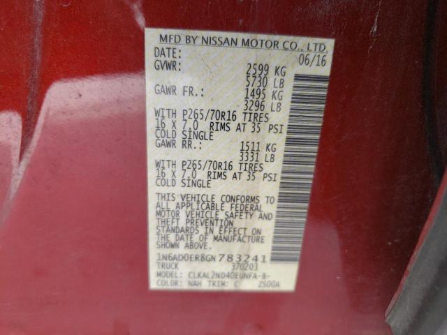 Photo 10 from auction – 2016 NISSAN FRONTIER S with VIN 1N6AD0ER8GN783241
