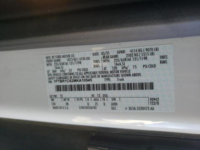 Photo 10 from auction – 2021 FORD TRANSIT T- with VIN 1FTBR1C82MKA10545