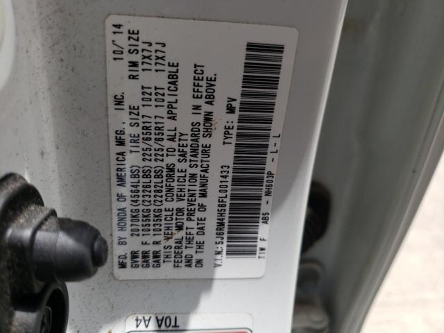 Photo 10 from auction – 2015 HONDA CR-V EX with VIN 5J6RM4H56FL001433