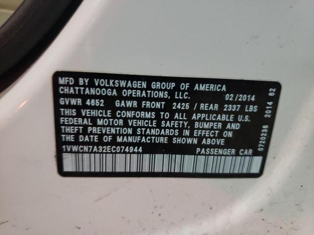 Photo 10 from auction – 2014 VOLKSWAGEN PASSAT SEL with VIN 1VWCN7A32EC074944