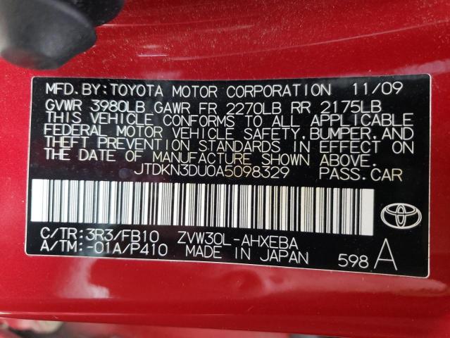 Photo 10 from auction – 2010 TOYOTA PRIUS with VIN JTDKN3DU0A5098329