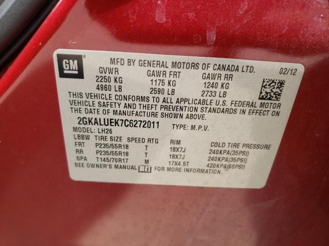 Photo 10 from auction – 2012 GMC TERRAIN SL with VIN 2GKALUEK7C6272011