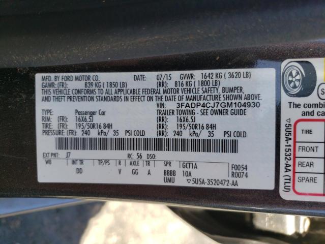 Photo 10 from auction – 2016 FORD FIESTA TIT with VIN 3FADP4CJ7GM104930