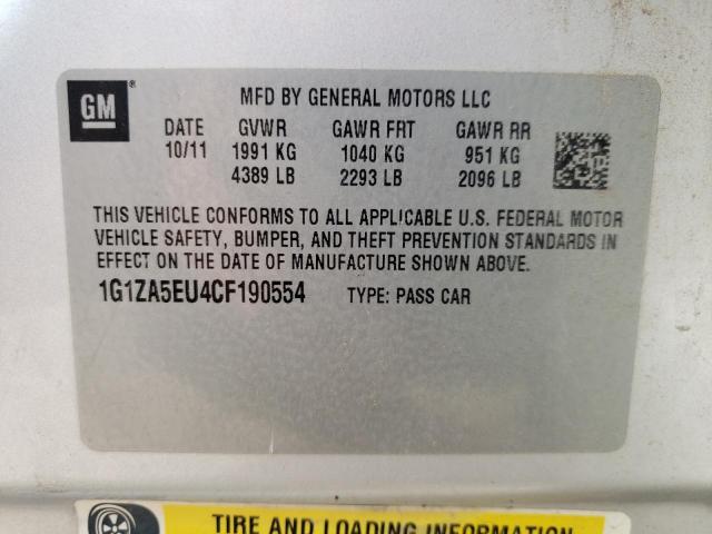 Photo 10 from auction – 2012 CHEVROLET MALIBU LS with VIN 1G1ZA5EU4CF190554