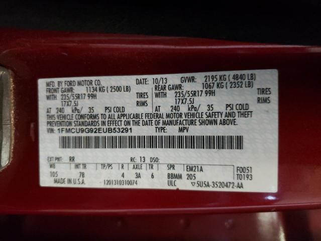 Photo 10 from auction – 2014 FORD ESCAPE SE with VIN 1FMCU9G92EUB53291