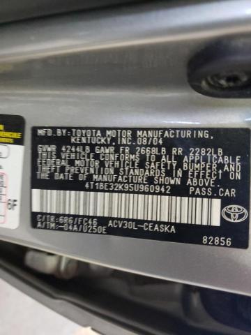 Photo 10 from auction – 2005 TOYOTA CAMRY LE with VIN 4T1BE32K95U960942