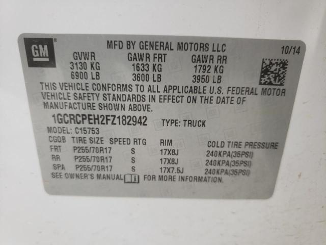 Photo 10 from auction – 2015 CHEVROLET SILVERADO with VIN 1GCRCPEH2FZ182942