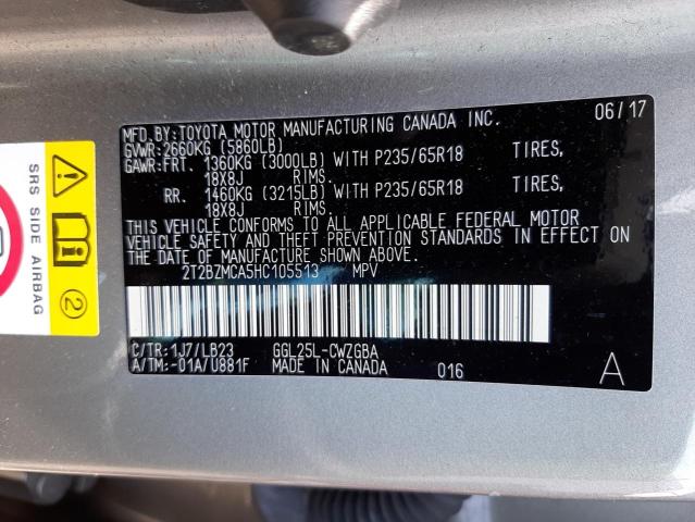 Photo 10 from auction – 2017 LEXUS RX 350 BAS with VIN 2T2BZMCA5HC105513