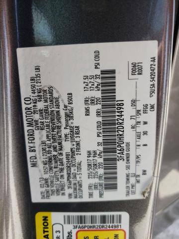 Photo 10 from auction – 2013 FORD FUSION SE with VIN 3FA6P0HR2DR244981