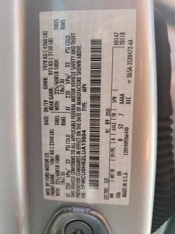 Photo 10 from auction – 2020 FORD ESCAPE SEL with VIN 1FMCU0H62LUA15604