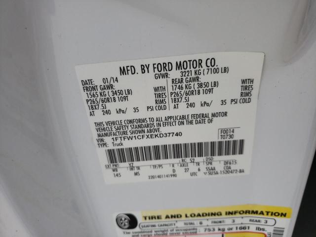 Photo 10 from auction – 2014 FORD F150 SUPER with VIN 1FTFW1CFXEKD37740