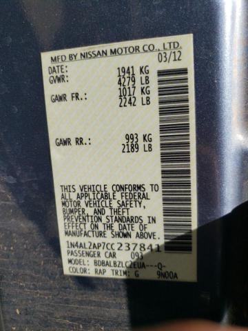 Photo 10 from auction – 2012 NISSAN ALTIMA BAS with VIN 1N4AL2AP7CC237841