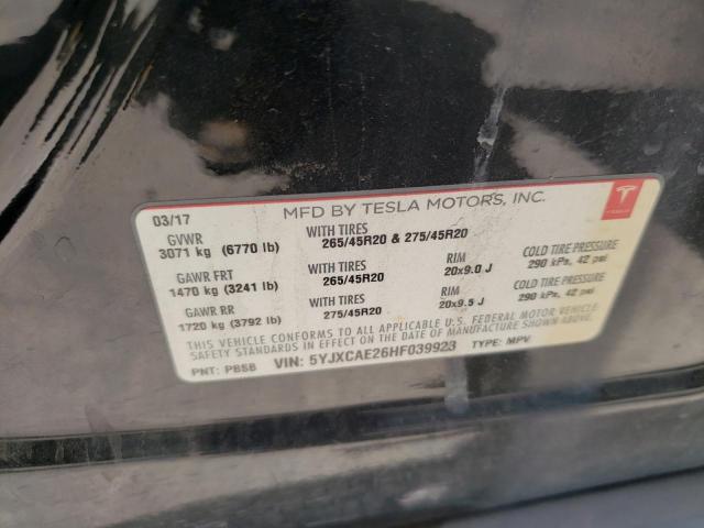 Photo 10 from auction – 2017 TESLA MODEL X with VIN 5YJXCAE26HF039923