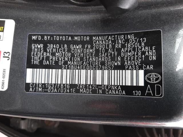 Photo 10 from auction – 2013 TOYOTA COROLLA BA with VIN 2T1BU4EE0DC079657