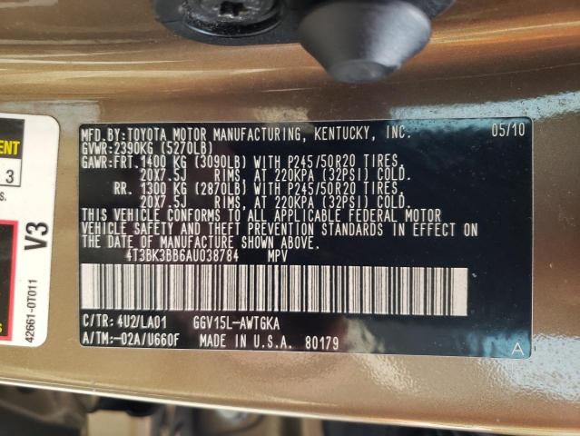 Photo 10 from auction – 2010 TOYOTA VENZA with VIN 4T3BK3BB6AU038784