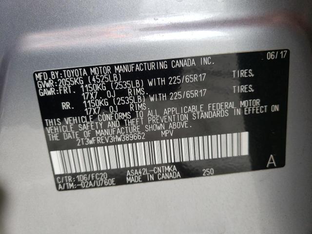 Photo 10 from auction – 2017 TOYOTA RAV4 XLE with VIN 2T3WFREV3HW389662