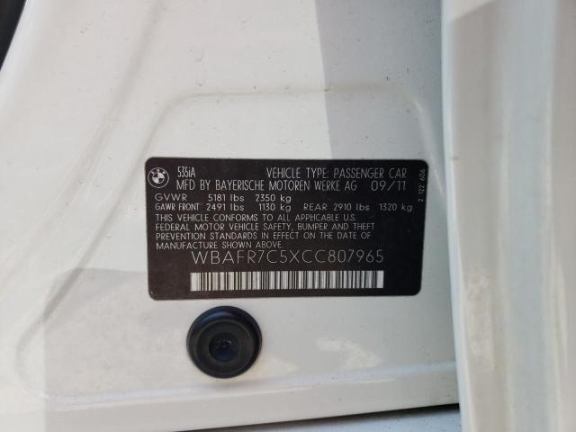 Photo 10 from auction – 2012 BMW 535 I with VIN WBAFR7C5XCC807965